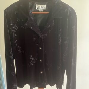 Sheri Martin Dark Velvet Floral Button Down